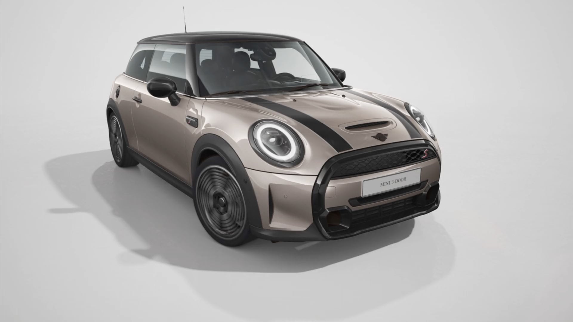 MINI 3 puertas Hatch – vista delantera – gris y negro